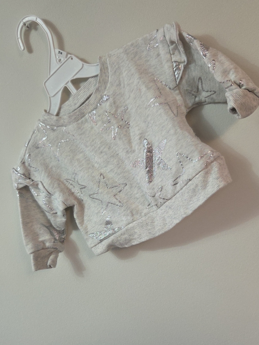 Girls' Silver Star Print Gray Sweatshirt - Unbranded